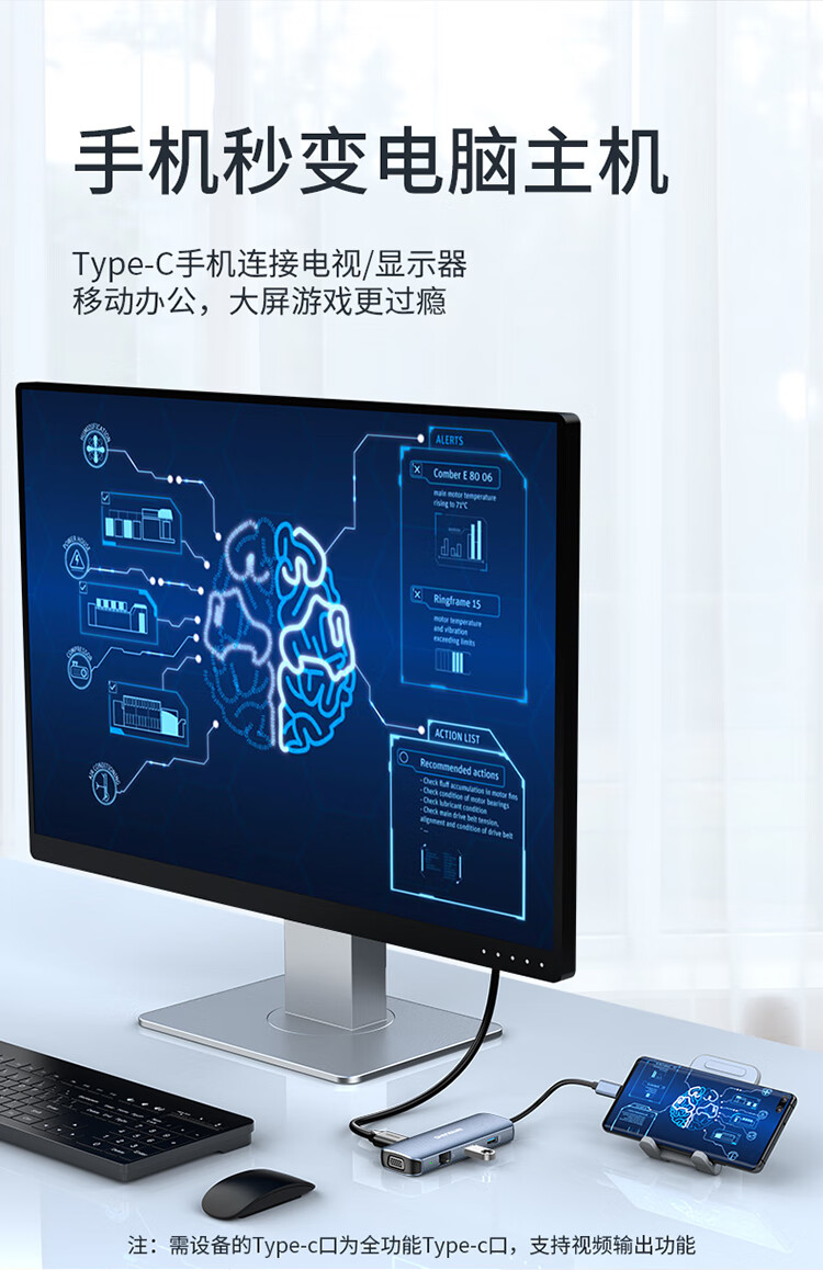 胜为（shengwei）七合一 USB-C转HDMI/VGA转接头投屏苹果华为Macbook电脑转换器千兆网口ZHB7012J