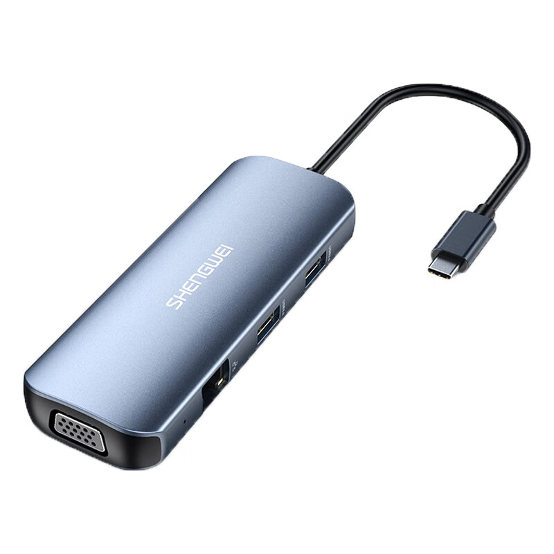 胜为（shengwei）七合一 USB-C转HDMI/VGA转接头投屏苹果华为Macbook电脑转换器千兆网口ZHB7012J