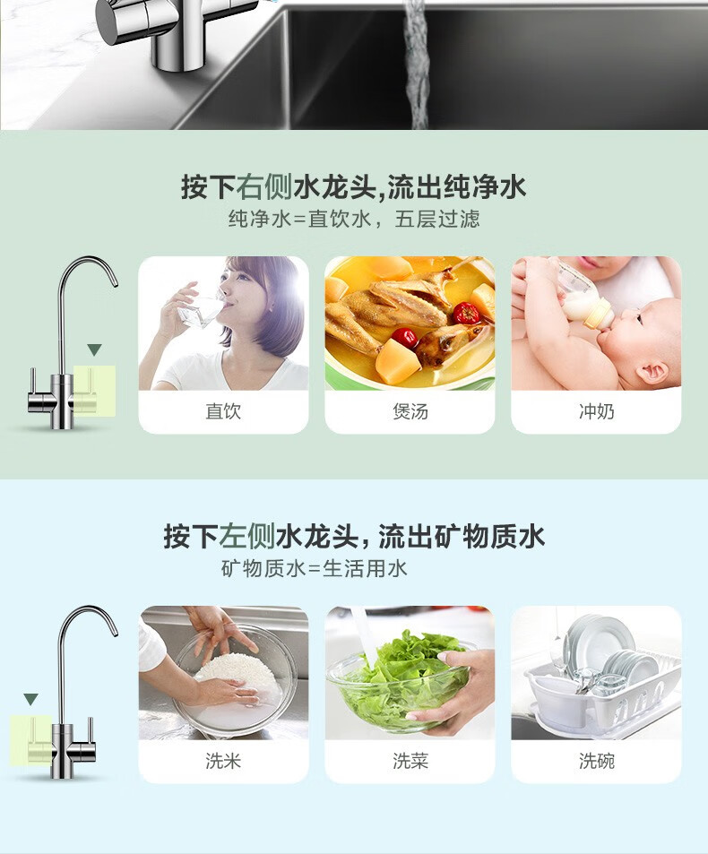 Midea 美的MRC1882A-600G花生智能家电净水器家用直饮水过滤器反渗透水机 花生600G