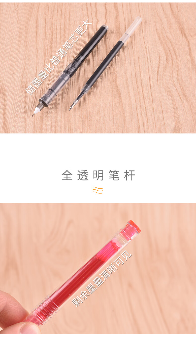 白雪（snowhite）X55可换笔芯中性笔多色直液式走珠笔签字笔学生用笔 0.5mm粉色12支/盒