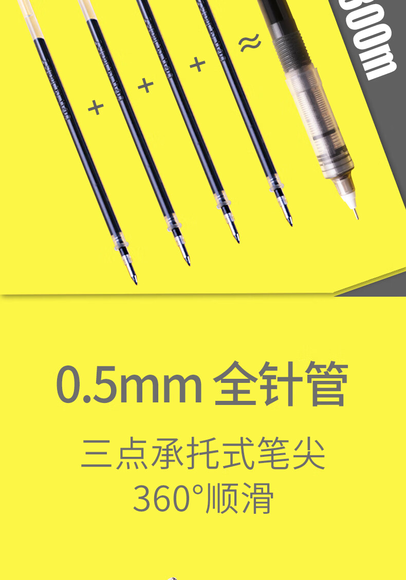 白雪（snowhite）X88直液式速干走珠笔可换笔芯巨能写针管型中性笔0.38mm黑色12支/盒