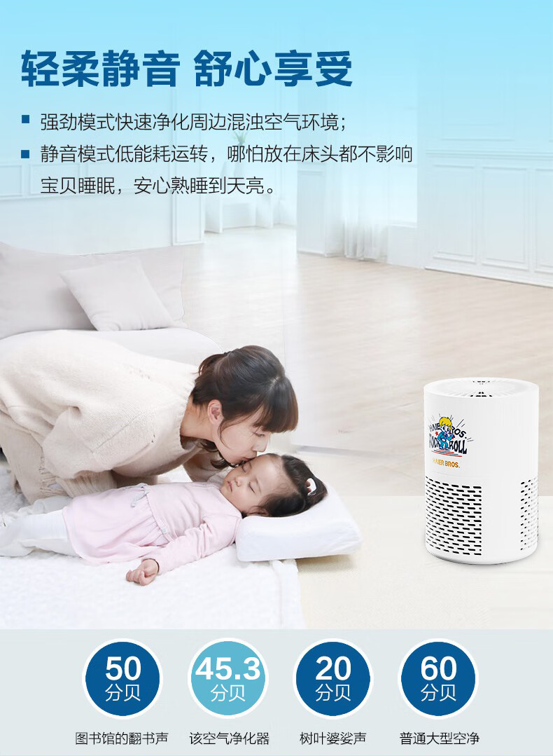 海尔（Haier）空气净化器 除菌99% 除霾除异味卧室桌面汽车负离子净化器除烟味 【除菌率99.9%】HL-KJ010Z