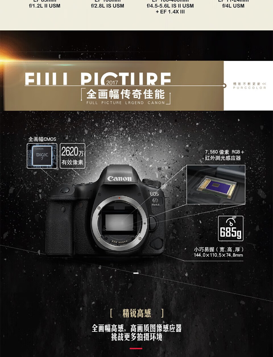 佳能（Canon）6D2专业级高级全新eos全画幅机身套机单反照相机 单反相机 EF24-70mm f/4L IS USM套机