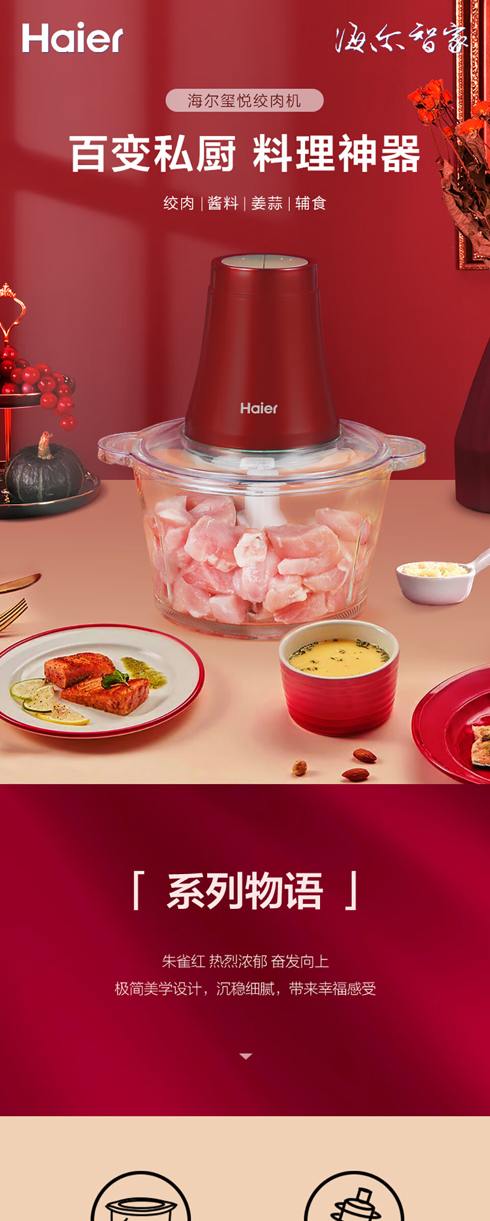 海尔（Haier）绞肉机家用电动多功能绞馅机BC1810W