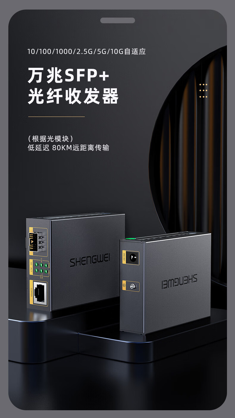 胜为（shengwei）万兆光纤收发器 SFP+光电转换器 电信级不含光模块 一对 FC-212AB+