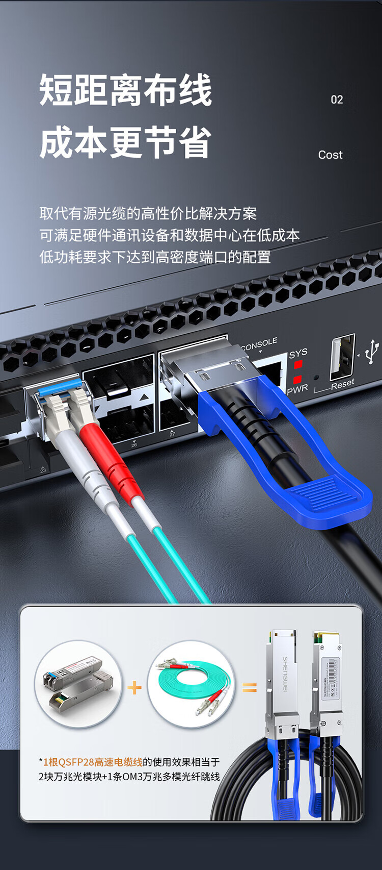 胜为（shengwei）万兆光模块高速电缆 SFP28 DAC堆叠线25G 支持华为思科H3C曙光浪潮中兴 3米 XDAC0203