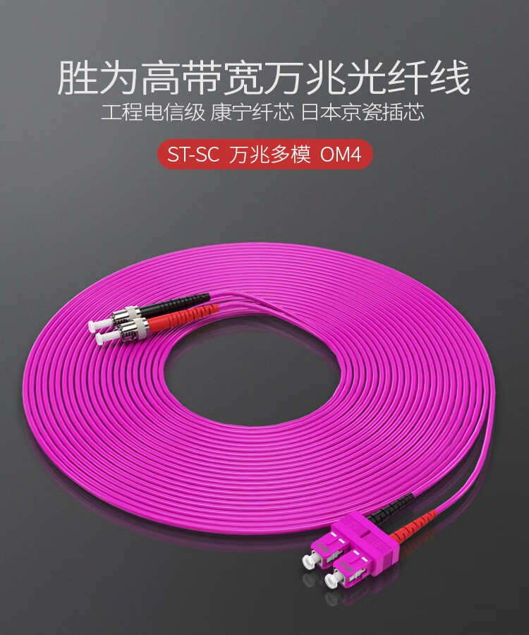 胜为（shengwei）工程电信级万兆光纤跳线 SC-ST网线多模双芯OM4 网络收发器尾纤光纤连接线 45米 FTCO-2450