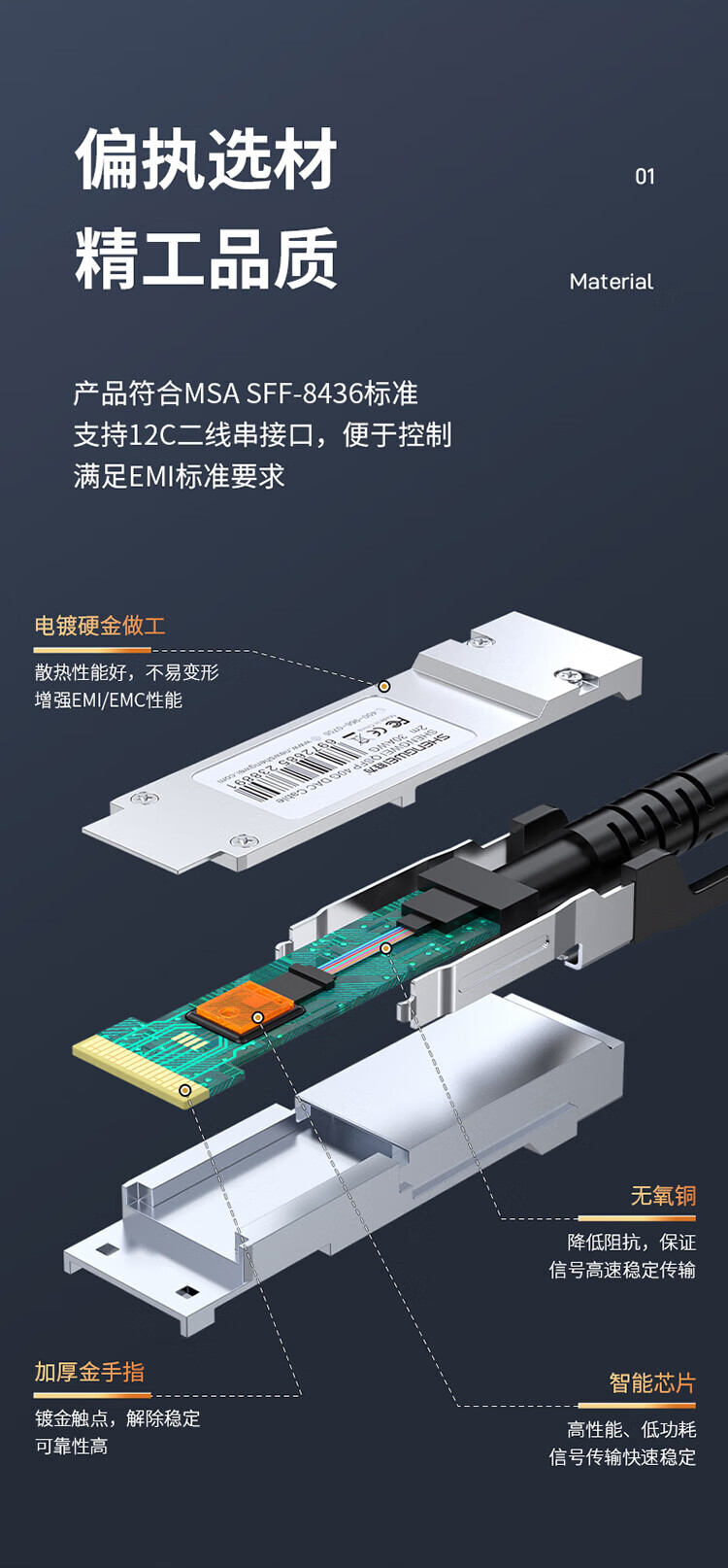 胜为（shengwei）万兆光模块 高速电缆 QSFP+ DAC堆叠线万兆40G 支持华为思科H3C曙光浪潮中兴 2米 XDAC0302
