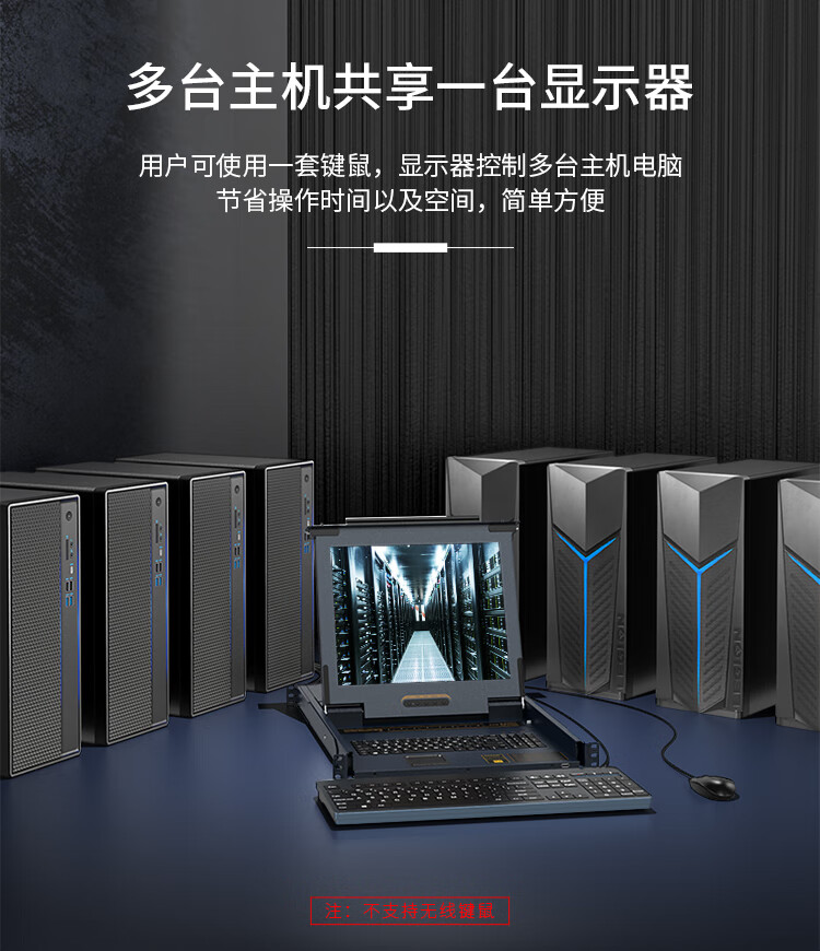 胜为（shengwei）数字KVM切换器16口 带19英寸LCD显示器配网口 16进1出电脑转换器键盘鼠标共享 KS-2916C