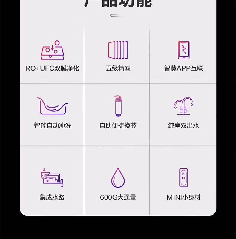 海尔（Haier）RO反渗透厨下式过滤水600G无罐净水机（线下同款）智慧物联 净水机HRO600-MINI7U1 HLZR400A-2L
