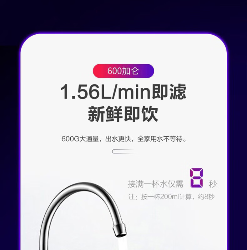 海尔（Haier）RO反渗透厨下式过滤水600G无罐净水机（线下同款）智慧物联 净水机HRO600-MINI7U1 HLZR400A-2L