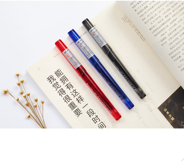 白雪（snowhite）X66直液式走珠笔全针管中性笔学生办公签字笔水笔黑色0.5mm12支/盒*2