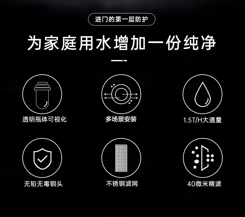 海尔（Haier）前置过滤器净水器家用直饮清洗反冲洗全屋净水机自来水 HP01(M) HLZR400A-2L
