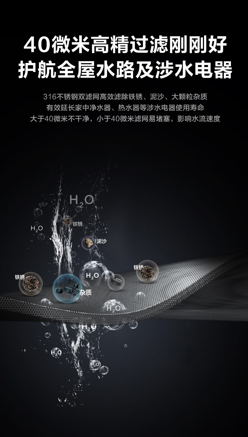 海尔（Haier）前置过滤器净水器家用直饮清洗反冲洗全屋净水机自来水 HP01(M) HLZR400A-2L