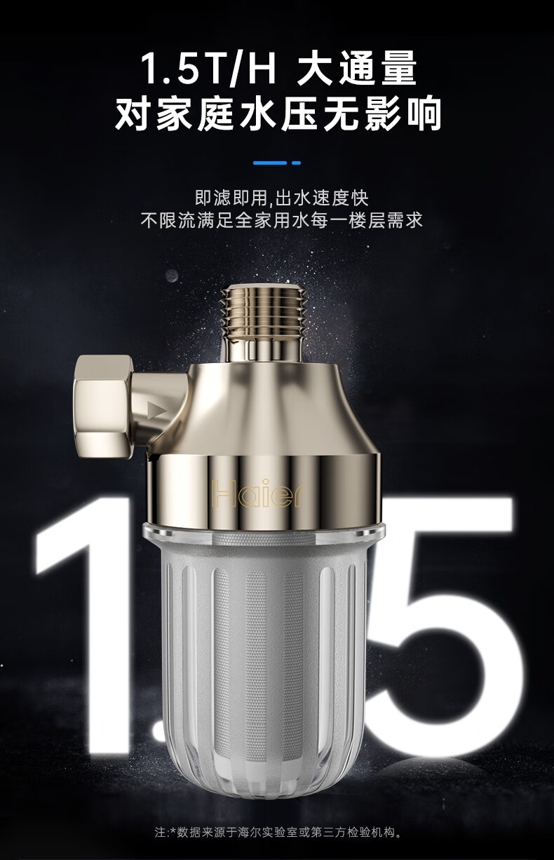 海尔（Haier）前置过滤器净水器家用直饮清洗反冲洗全屋净水机自来水 HP01(M) HLZR400A-2L