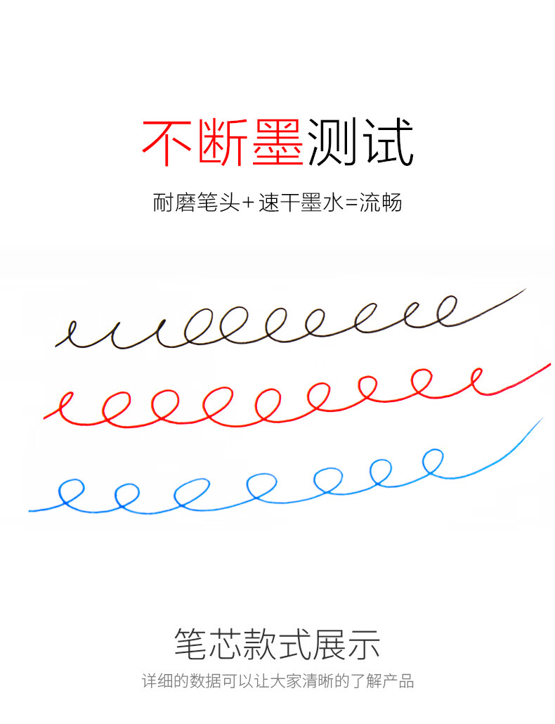 白雪（snowhite）GR05速干中性笔替芯G007学生考试商务签字笔子弹头笔芯黑色20支/盒