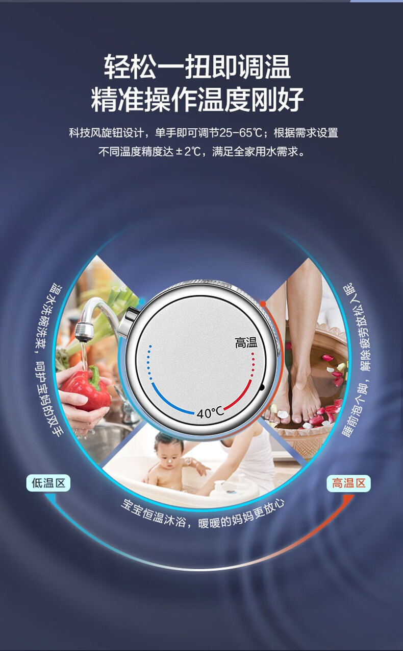 海尔（Haier）电热水器超薄即热家用7KW速热双胆扁桶超薄小尺寸一级节能省电恒温 ES226V-DMB3U1-幻影蓝