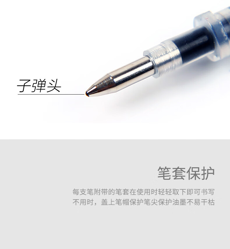 白雪（snowhite）GR05速干中性笔替芯G007学生考试笔商务签字笔子弹头笔芯红色20支/盒