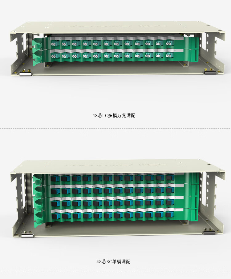 胜为shengwei48芯/口光纤配线架/子框/单元体 SC多模满配含尾纤和法兰 推拉式光纤机架式终端盒 ODF-1048S-M