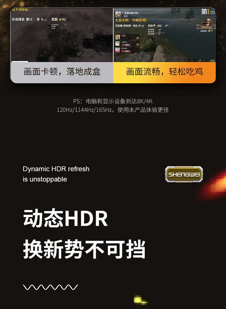 胜为（shengwei）MiniDP转DP1.4版转接线 4K144Hz高清线适用苹果微软surface笔记本接显示器 1.8米 AMD0018G