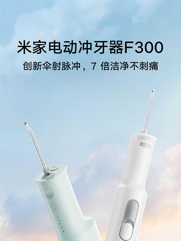 小米 立式冲牙器洗牙器水牙线 创新散射脉冲 4档模式3种喷嘴 240ML大水箱 F300薄荷绿