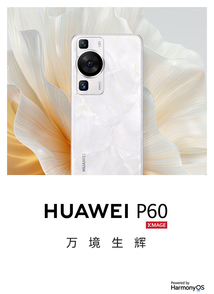 华为（HUAWEI）超聚光XMAGE影像 双向北斗卫星消息 洛可可白 鸿蒙曲面屏 智能旗舰手机 P60 8+256可可白