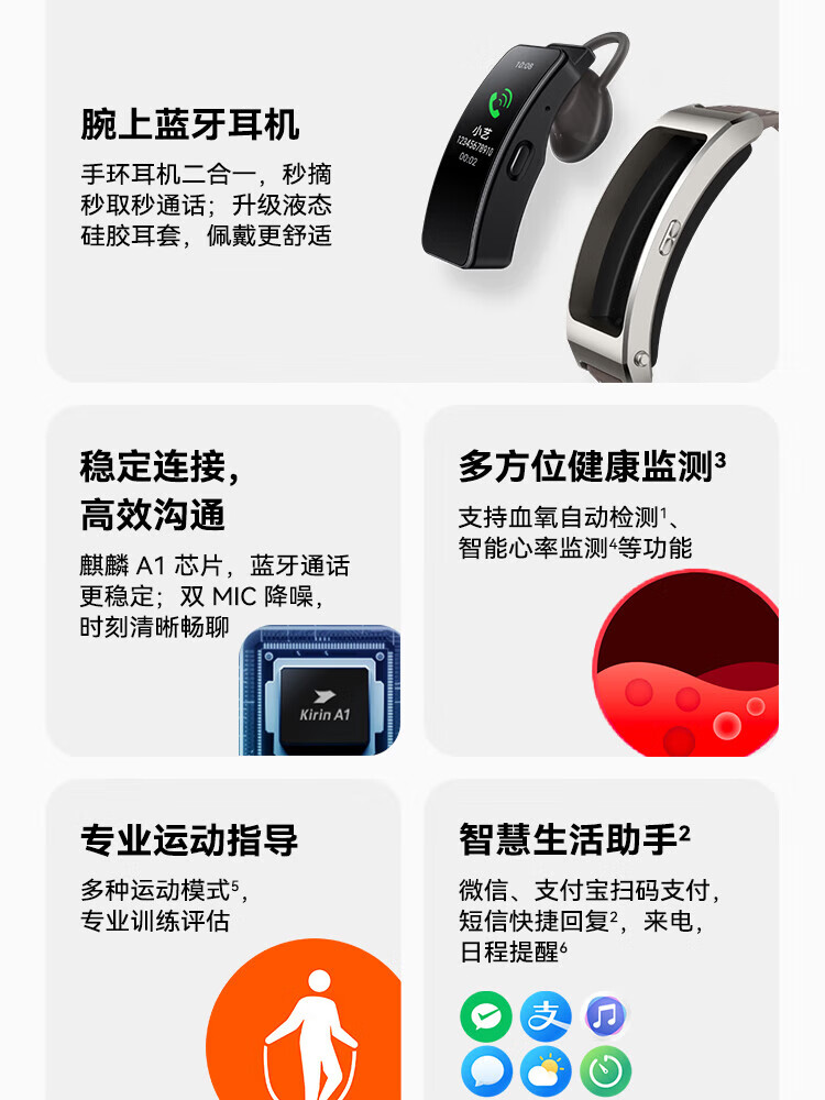 华为（HUAWEI）通话手环 B7 运动手环 智能手环 血氧心率健康监测 腕上蓝牙耳机 专业运动指导 苍穹灰 手环b7