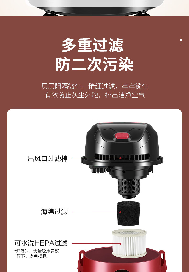 海尔（Haier）吸尘器干湿吹三用大功率桶式家用吸尘器HZ-T620R