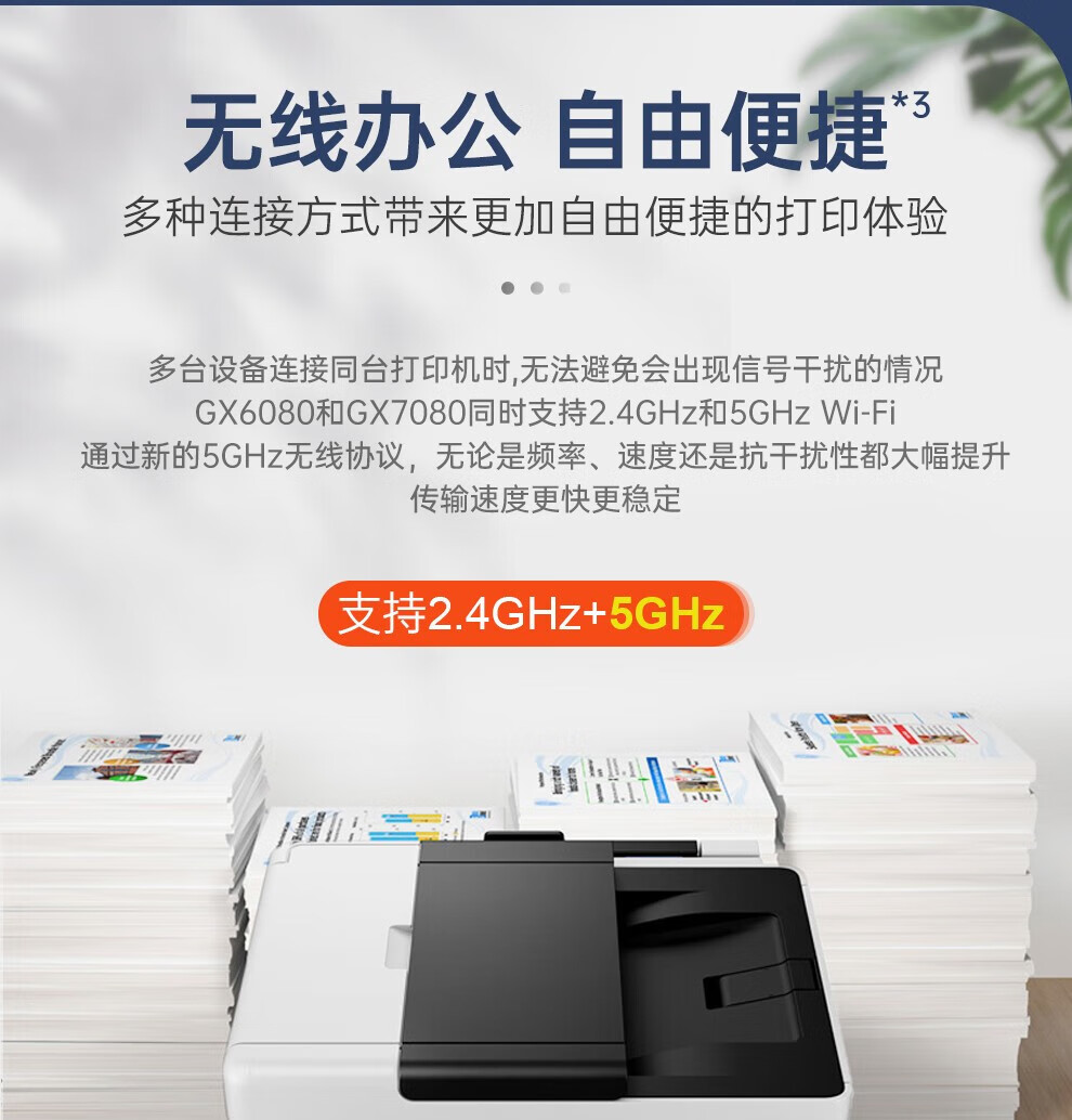 佳能（Canon）商用连供彩色喷墨 无线Wifi 打印机一体机 复印/扫描/双面打印 A4幅面 GX6080