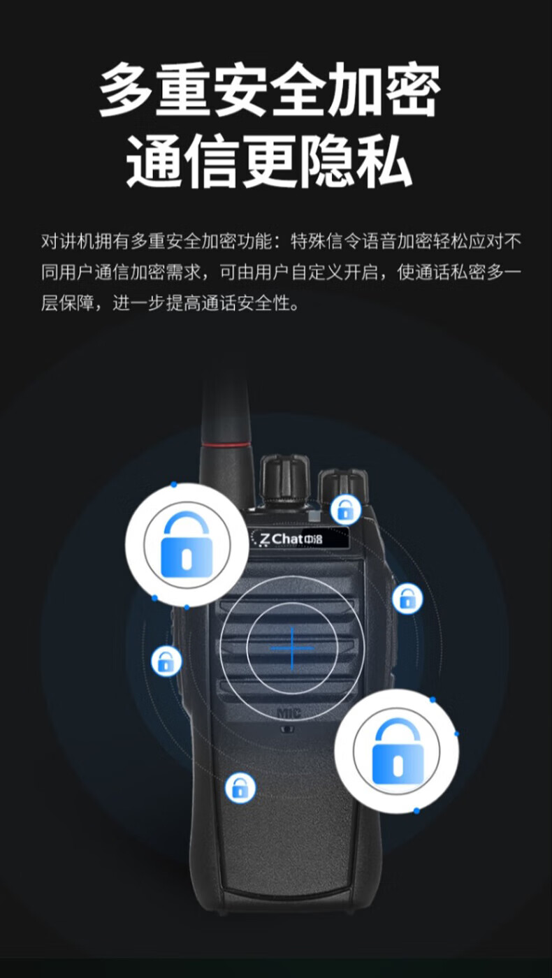 中洽（zchat）ZEK880 对讲机 国产全自主 大功率远距离长待机 抗干扰无线手台