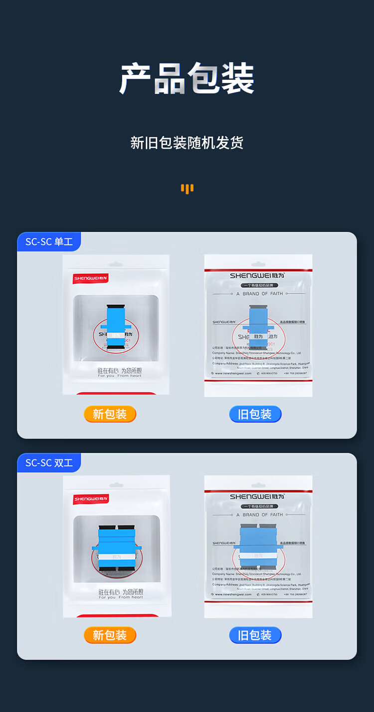 胜为（shengwei）光纤适配器 工程电信级SC-SC单工光纤跳线延长对接头耦合器法兰盘 OCS-101 5个装