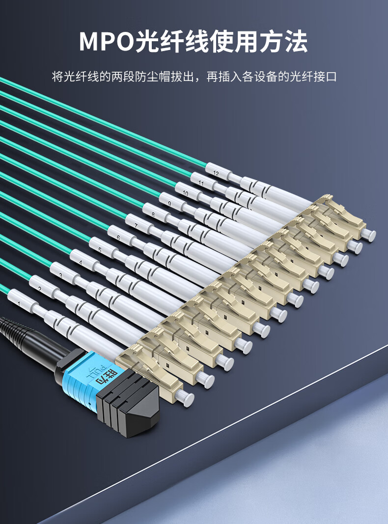 胜为（shengwei）光纤跳线MPO-LC12芯 30米 网线多模OM4万兆40G光模块集束光纤 FMPL-1230
