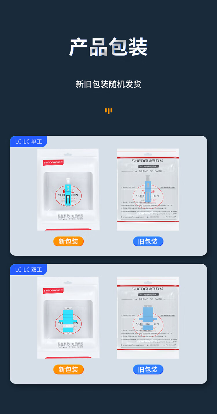 胜为（shengwei）光纤适配器 工程电信级 光纤耦合器法兰盘 LC-LC 跳线延长对接头 LC双工OCL-201 5个装