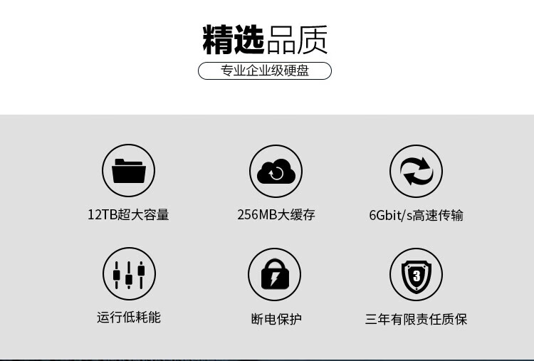东芝（TOSHIBA）12TB 7200转 256M SATA 企业级硬盘(MG07ACA12TE)
