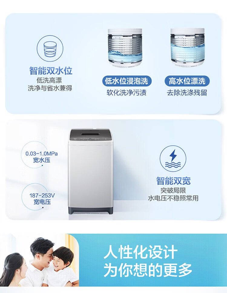 海尔（Haier）8KG公斤波轮全自动节能桶自洁洗脱一体 中途添衣自编程家用租房宿舍洗衣机 水电分离XQB80-M208