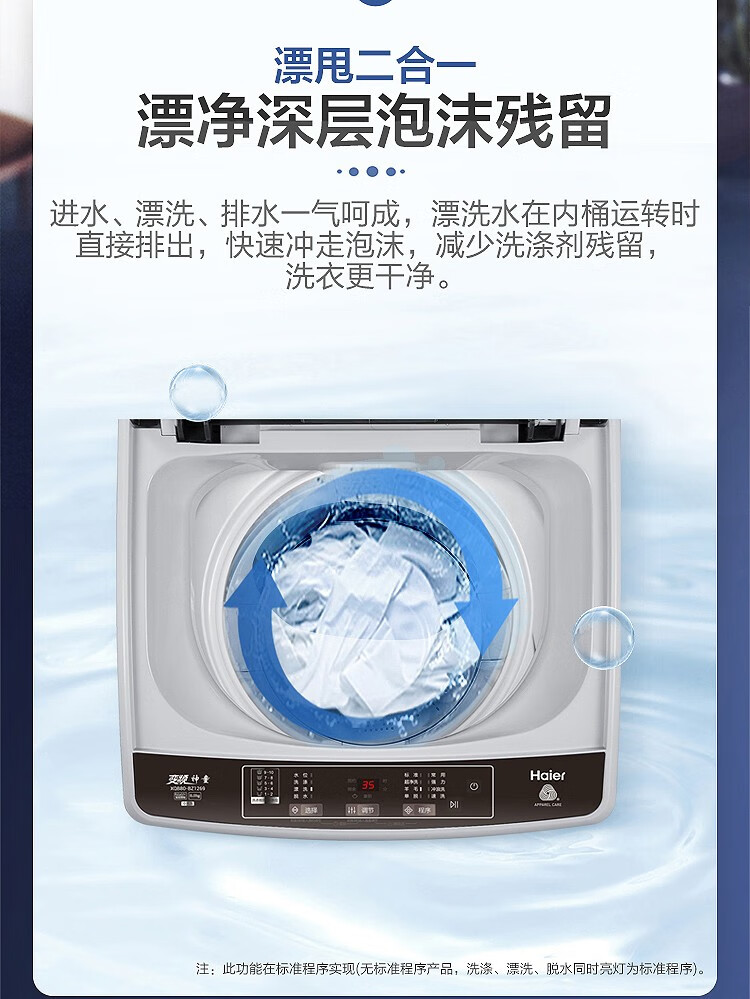 海尔（Haier）8KG公斤波轮全自动节能桶自洁洗脱一体 中途添衣自编程家用租房宿舍洗衣机 水电分离XQB80-M208