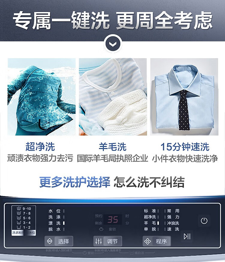 海尔（Haier）8KG公斤波轮全自动节能桶自洁洗脱一体 中途添衣自编程家用租房宿舍洗衣机 水电分离XQB80-M208