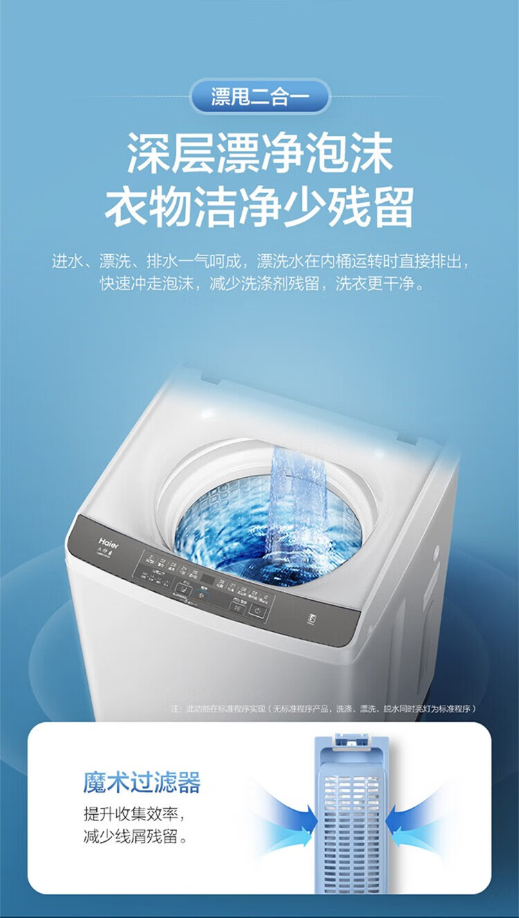 海尔（Haier）8KG公斤波轮全自动节能桶自洁洗脱一体 中途添衣自编程家用租房宿舍洗衣机 水电分离XQB80-M208