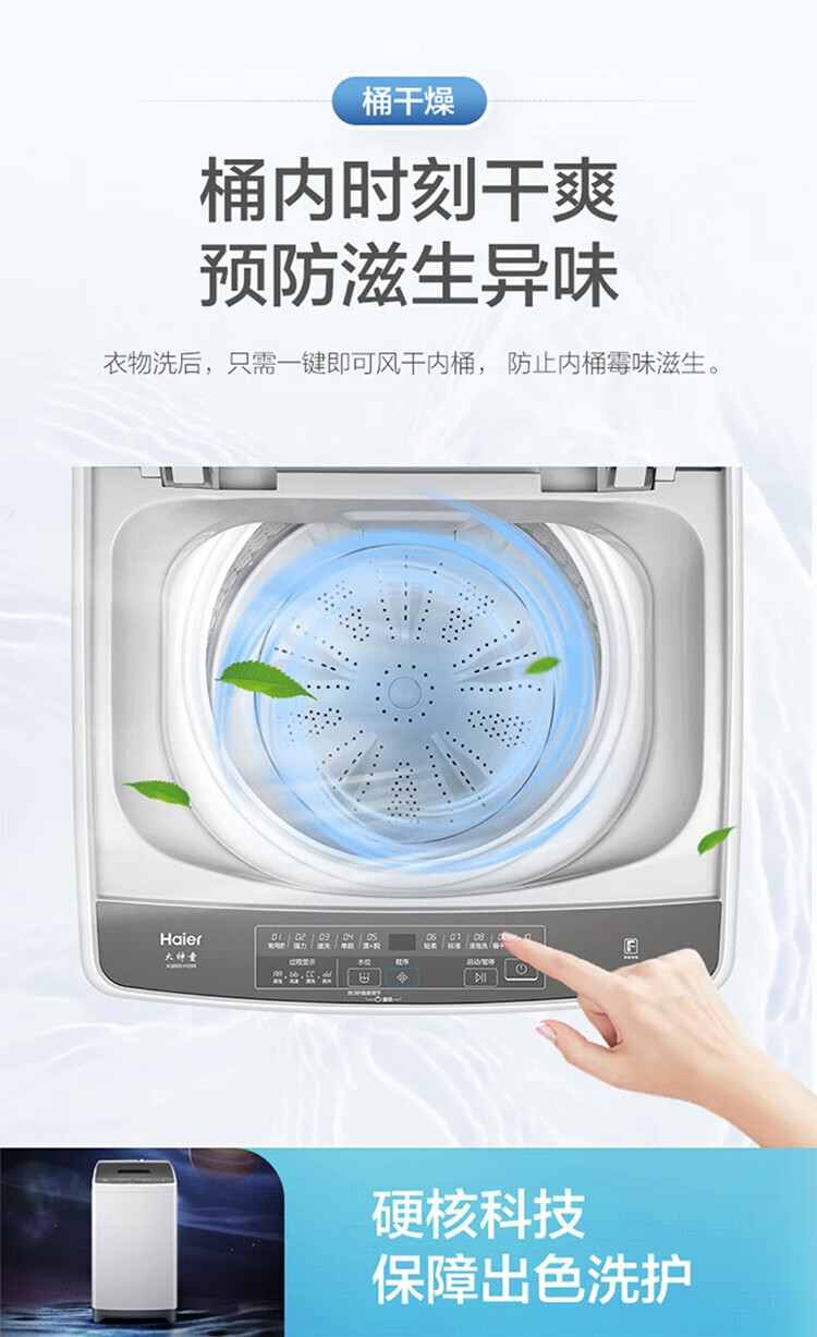 海尔（Haier）8KG公斤波轮全自动节能桶自洁洗脱一体 中途添衣自编程家用租房宿舍洗衣机 水电分离XQB80-M208
