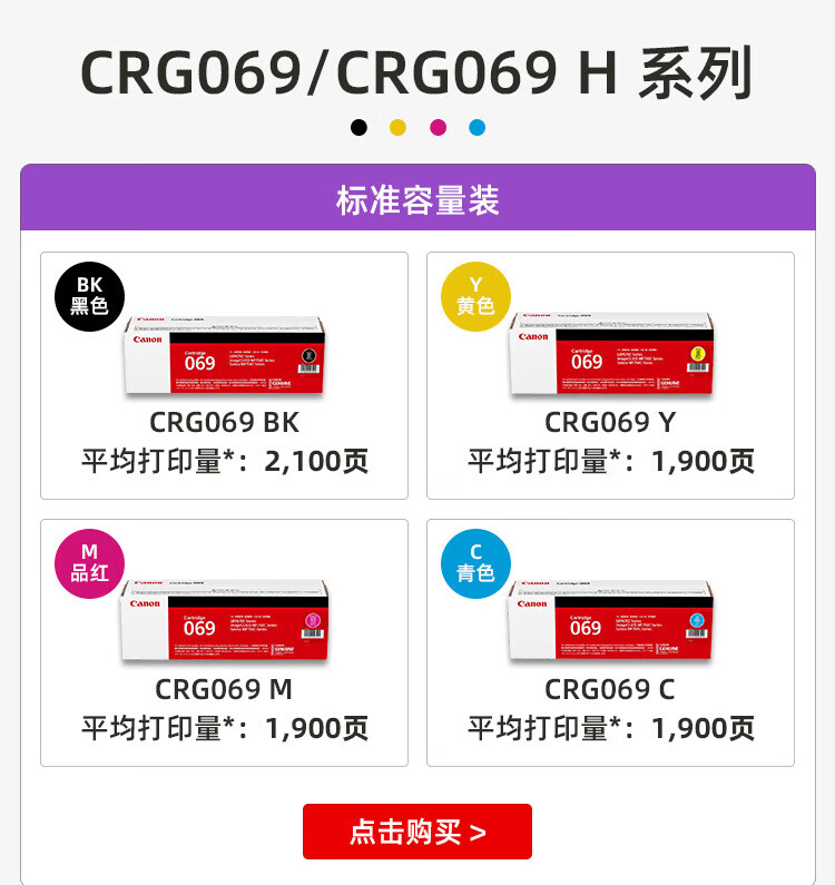 佳能（Canon）硒鼓CRG069 C（适用LBP673Cdn，LBP673Cdw，LBP674Cx，MF752Cdw，MF756Cx) 青色