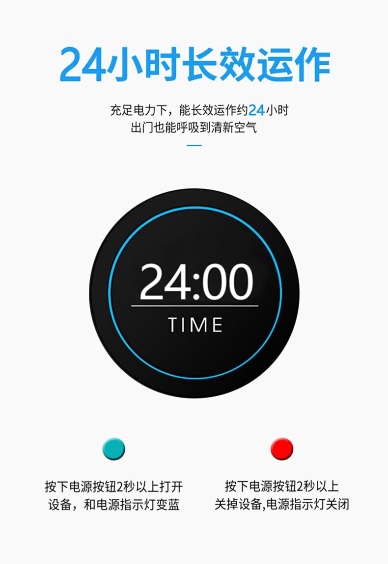 颐电 随身氧吧 随身迷你负离子净化器 便携式挂脖随身空气净化器 开学礼品送朋友生日礼物 蓝色 AD-4117