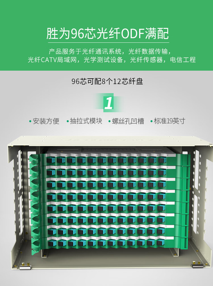 胜为（shengwei）96芯/口光纤配线架/子框/单元体 FC多模满配含尾纤法兰推拉式光纤机架式终端盒ODF-1096F-M