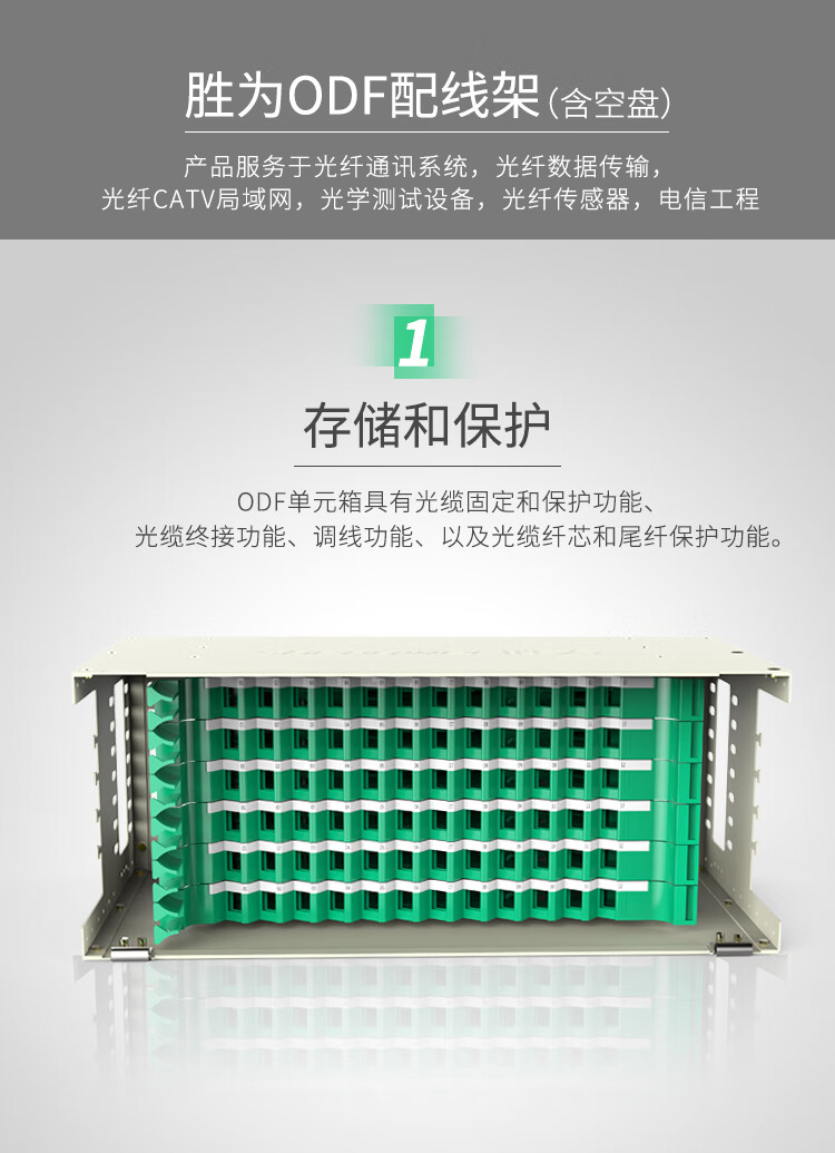 胜为（shengwei）96口ODF光纤配线架/子框/单元体空盘 标准19英寸推拉式光纤机架式终端盒 ODF-1096K