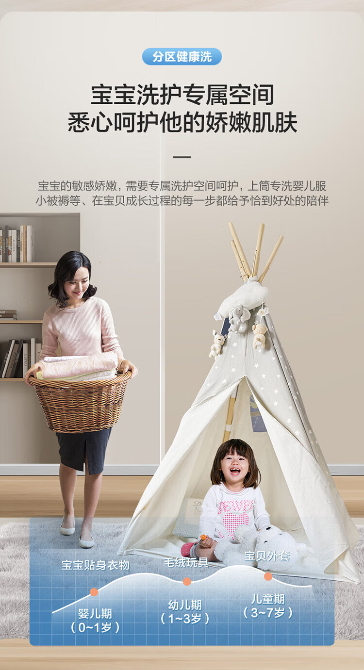 海尔（Haier）滚筒洗衣机全自动 母婴双筒分区洗 变频电机4+9公斤洗烘一体微蒸空气洗XQGF130-HB1258U1