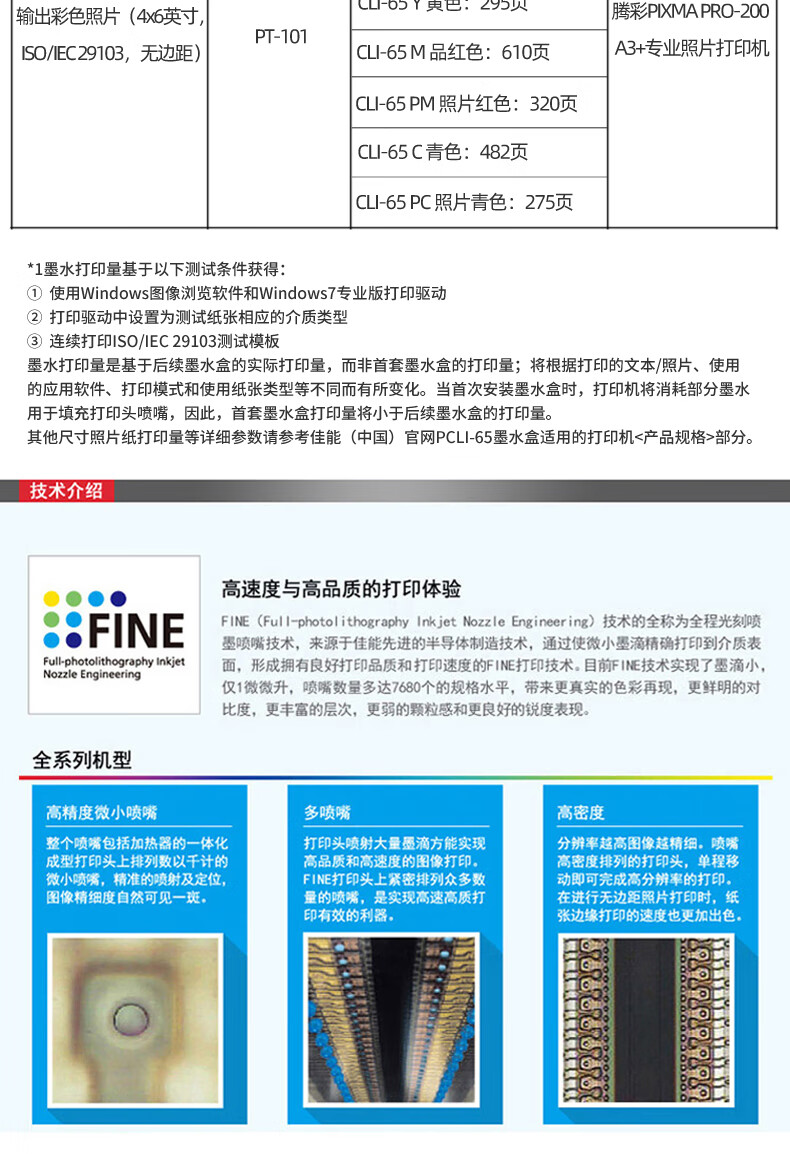 佳能（Canon）CLI-65 M品红色墨盒（适用PRO-200）