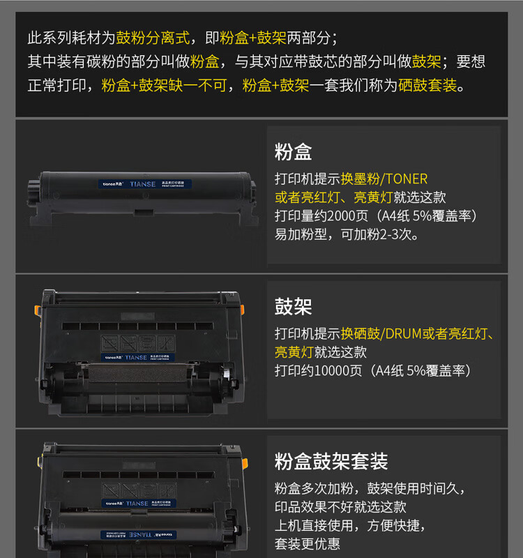 天色（TIANSE）FAD478CN粉盒架适用松下KX-MB2128CN MB2123CN/FAD478CN/1935CN鼓架【10000页】墨盒