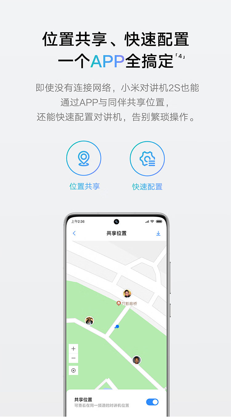 小米对讲机2S 全新升级版 轻薄机身 支持蓝牙耳机 超长待机 户外酒店自驾游民用手台彩色屏幕 深空灰