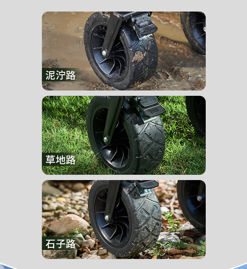 北山狼（BSWolf） 营地车露营便携式折叠可调节长度拉杆手推车 越野小推车卡其色