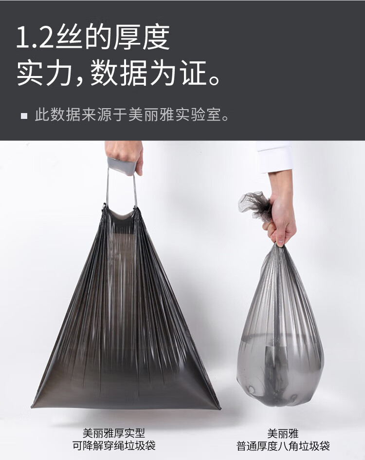 美丽雅 垃圾袋 加厚塑料袋垃圾袋 可降解穿绳袋 45*50cm 4卷装 HC082069