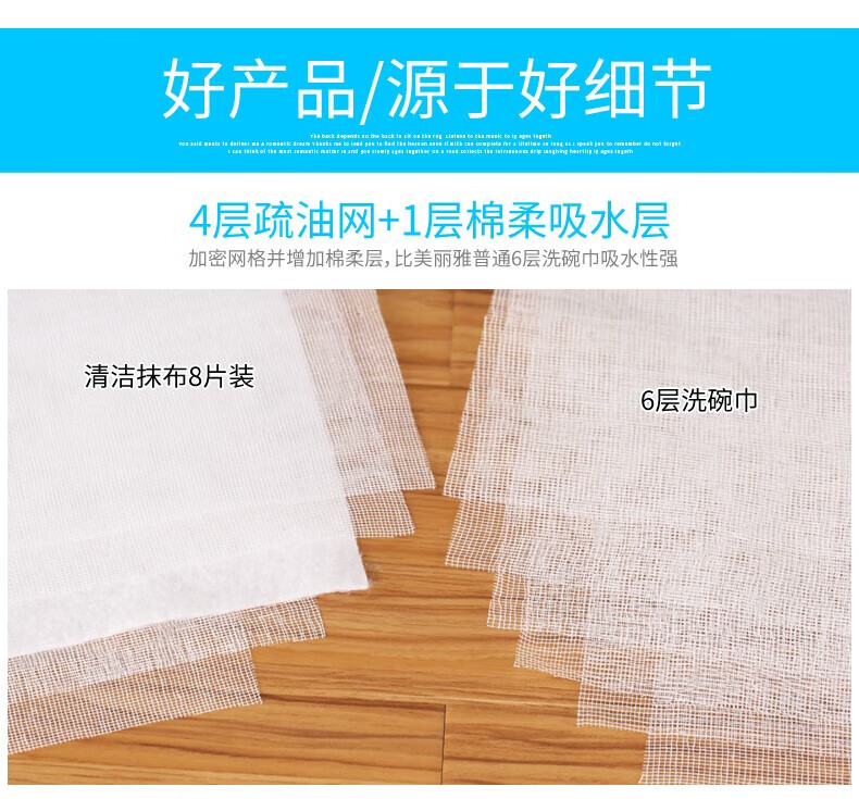 美丽雅 厨房抹布 多用洗碗巾 清洁抹布 10片/包 5包装
